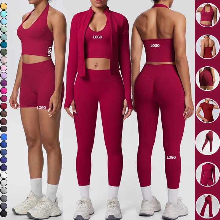 Custom LOGO 6 Pcs Suit Sports Clothes Women's Athletics Fitness Yoga Wear Workout Clothing Yoga Sets for Woman Gym Fitness Sets