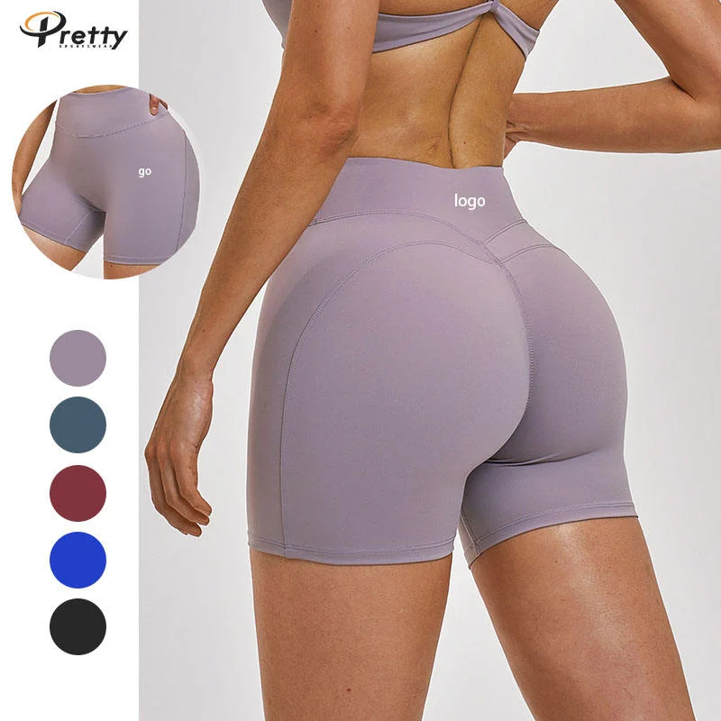 New Design Women's Yoga Shorts Brushed Fabric Nylon+Spandex Outside Running Cycling Shorts Friendly Fabric Comfortable