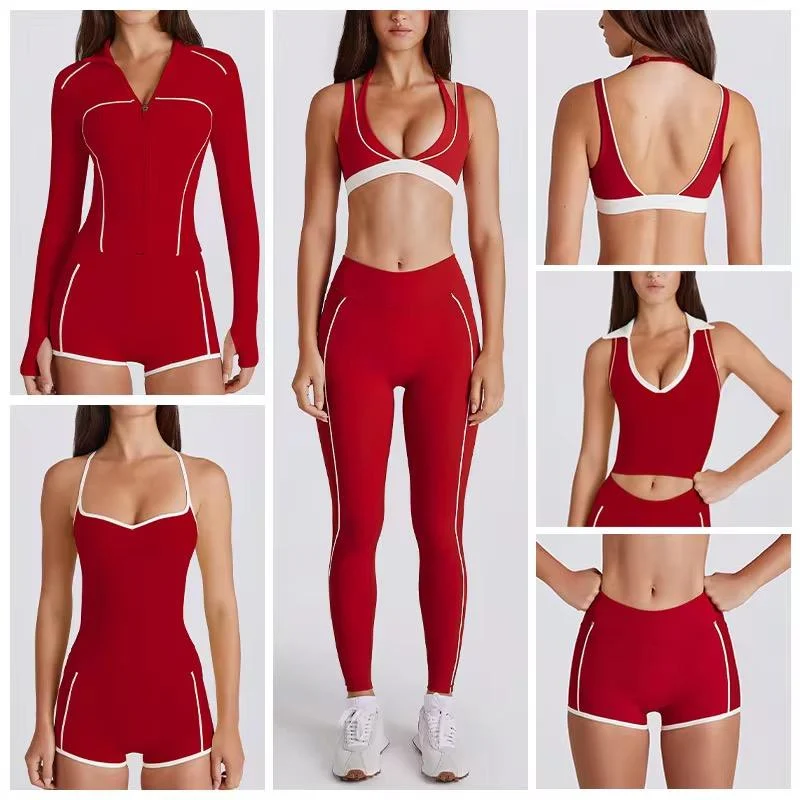 Custom Womens Clothing 6PCS Gym Fitness Sportswear Push up Sports Bra V-waist Yoga Leggings for Women Workout Athletic Wear